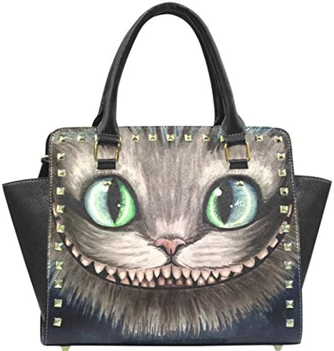 High-grade PU Leather Female Women Classis Crossbody Handbgas Cheshire Cat Face Pattern