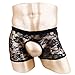 Freebily Men's Sexy Lace Boxer Briefs Open Front Pouch Crotchless Sissy Underwear Black Medium (waistline 24.5-34.0