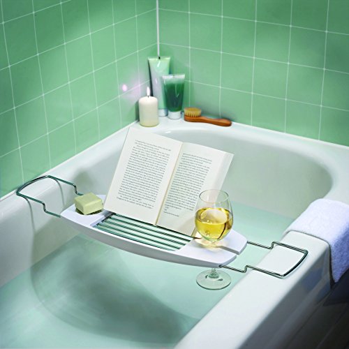 Amazon Basics Bathtub Caddy with Extendable Arms - White