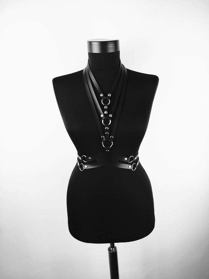 Buy Black leather harness,Sexy look outfit,Harness belt leather,Harness