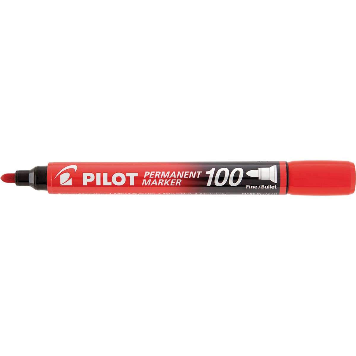 Pilot SCA-100-R – Pack of 12 Permanent Markers with Conical Tip, Red