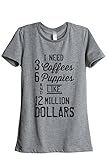 3 Coffees 6 Puppies 12 Mil Womens Relaxed T-Shirt Tee Heather Grey Large