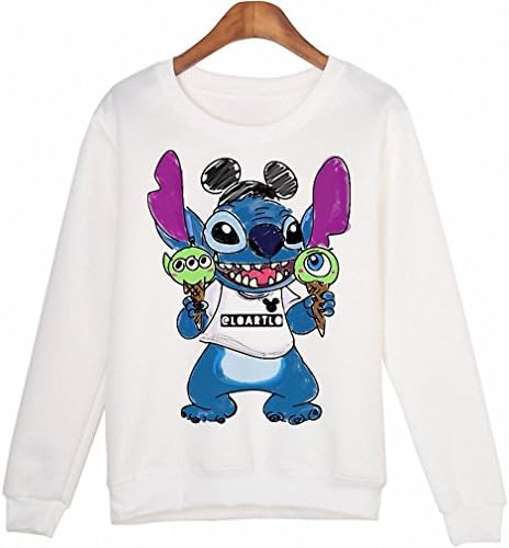 Winter Students Cartoon Stitch Moleton Hoodies Tops Harajuku Sweatshirt Women Sudaderas Mujer C8 S