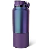 BrüMate Rise 35oz Water Bottle With 100% Leakproof Covered Silicone Straw | Insulated Stainless Steel Water Bottle With Removable Straw | Fast Flow | Soft Sip Silicone Spout | BPA-Free (Dark Aura)