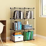 6 Storage Cubes by KOUSI, 6 Wire Grids Cube Closet Organizer Shelf Cabinet Bookcase Black
