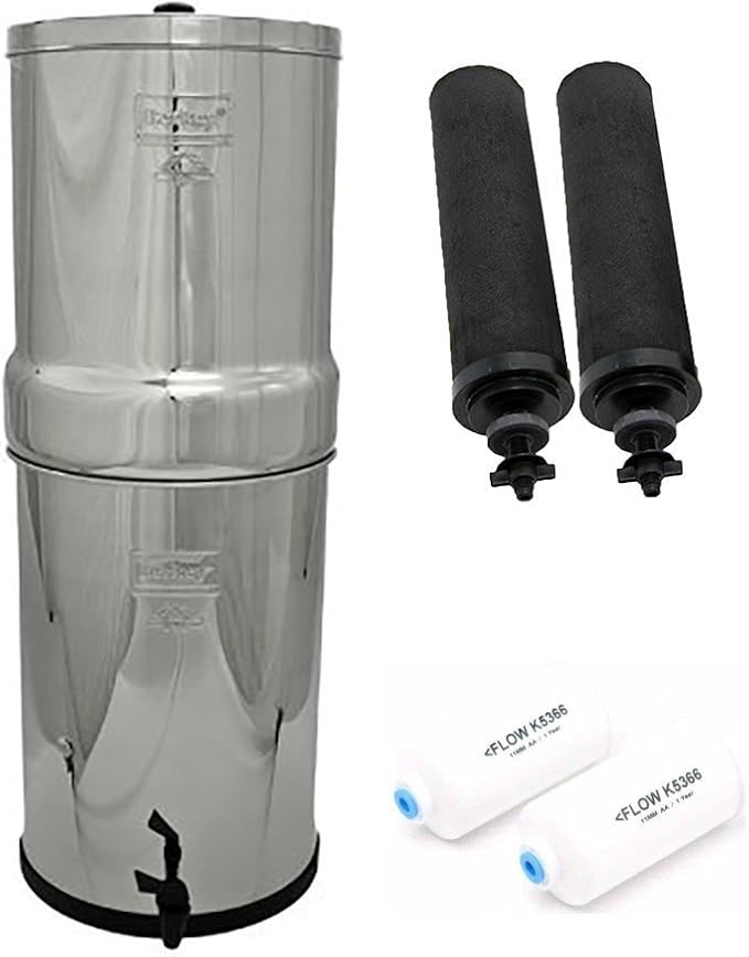 Complete Crown Berkey Water Filter With 2 Black and 2 PF2 Fluoride