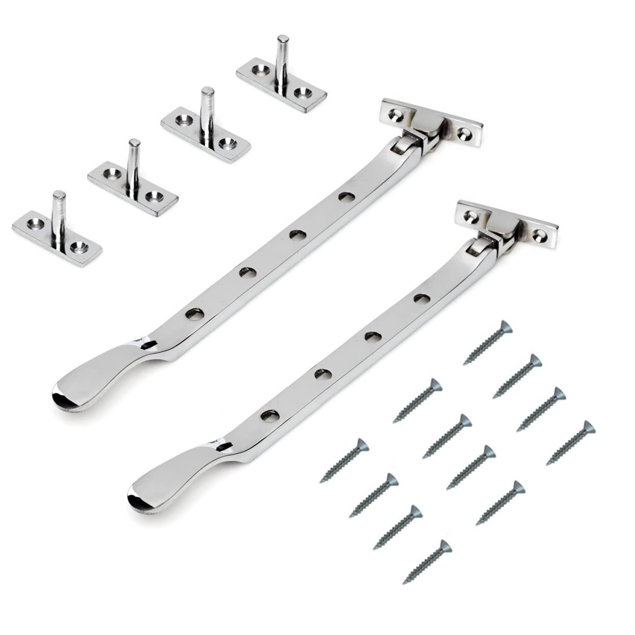 TERF® 250mm Heavy Duty Polished Chrome Window Casement Stay Spoon Style 250mm (10'') Including Fixing Screw - Pack of 2