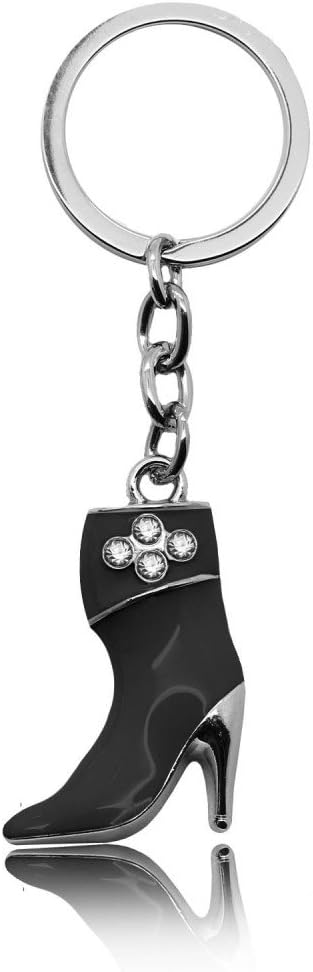 1 key ring chain keyfob high heel shoe boots strass rhinestone black