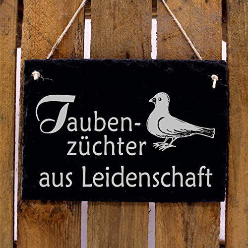 Schiefertafel Taubenzüchter aus Leidenschaft - ca. 22 x 16 cm Taube Geschenk Taubenzucht Geschenkidee Tauben – Bild 3