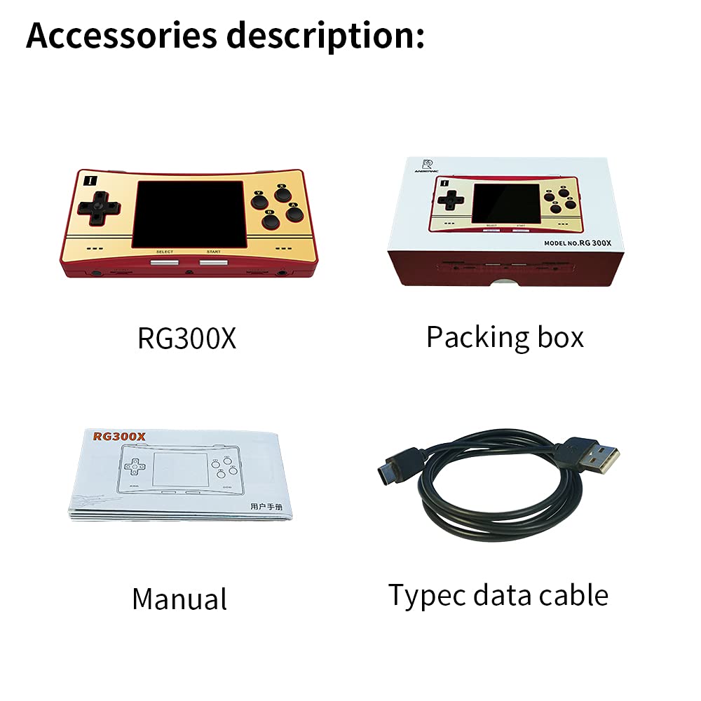 RG300X Handled Game Console, Portable Game Console with 64G TF Card Pre-Installed 5171 Classic Games, Retro Game Console with 3.0 inch IPS Screen