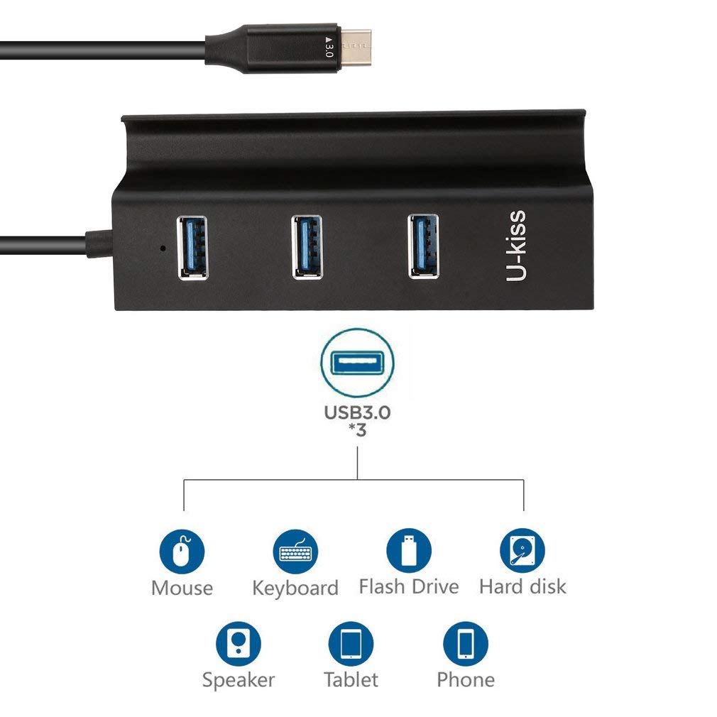 U-kiss Hub Usb 3.0 Vielfache 3 Anschlüsse Unterstützt Super Schnelle Übertragung (5 Gbps) für Macbook,macbook Pro,imac ,Windows Laptops,Macbook Air,ps4 Sowie Pcs Und Andere USB Geräte