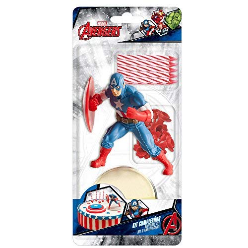 432 Les Colis Noirs Lcn Gateau Anniversaire Patisserie Kit De Decoration Avengers Marvel Captain America Avec 10 Bougie Decorations Decorations De Gateau Loclic Com