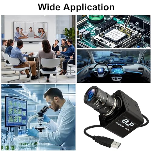 ELP 90fps Global Shutter USB-Kamera 1200P Golfschwungkamera mit hoher Bildrate, 5-50mm 10x manuelles Zoomobjektiv, Industriekamera für Bildverarbeitung, Lightburn, Jetson Nano, Live-Streaming
