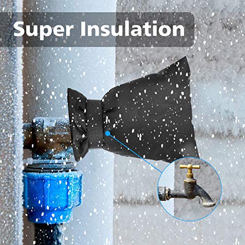 BOENFU Outdoor Faucet Covers, 8.7" H x 7.1" W, 2PCS Outside Garden Faucet Water Sprinkle Valve Insulation Wrap, Hose Bib Spigot Pipe Tap Pouch Protector Spout Cover Socks for Winter Freeze Protection