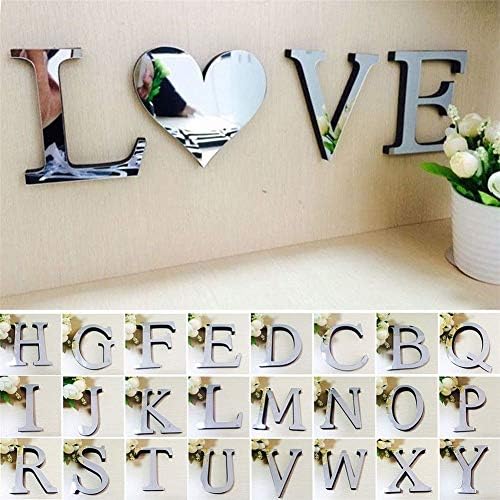 Yiyatoo 3D Mirror Wall Sticker 26 Letters DIY Art Mural Home Room Decor Acrylic Decals (L)