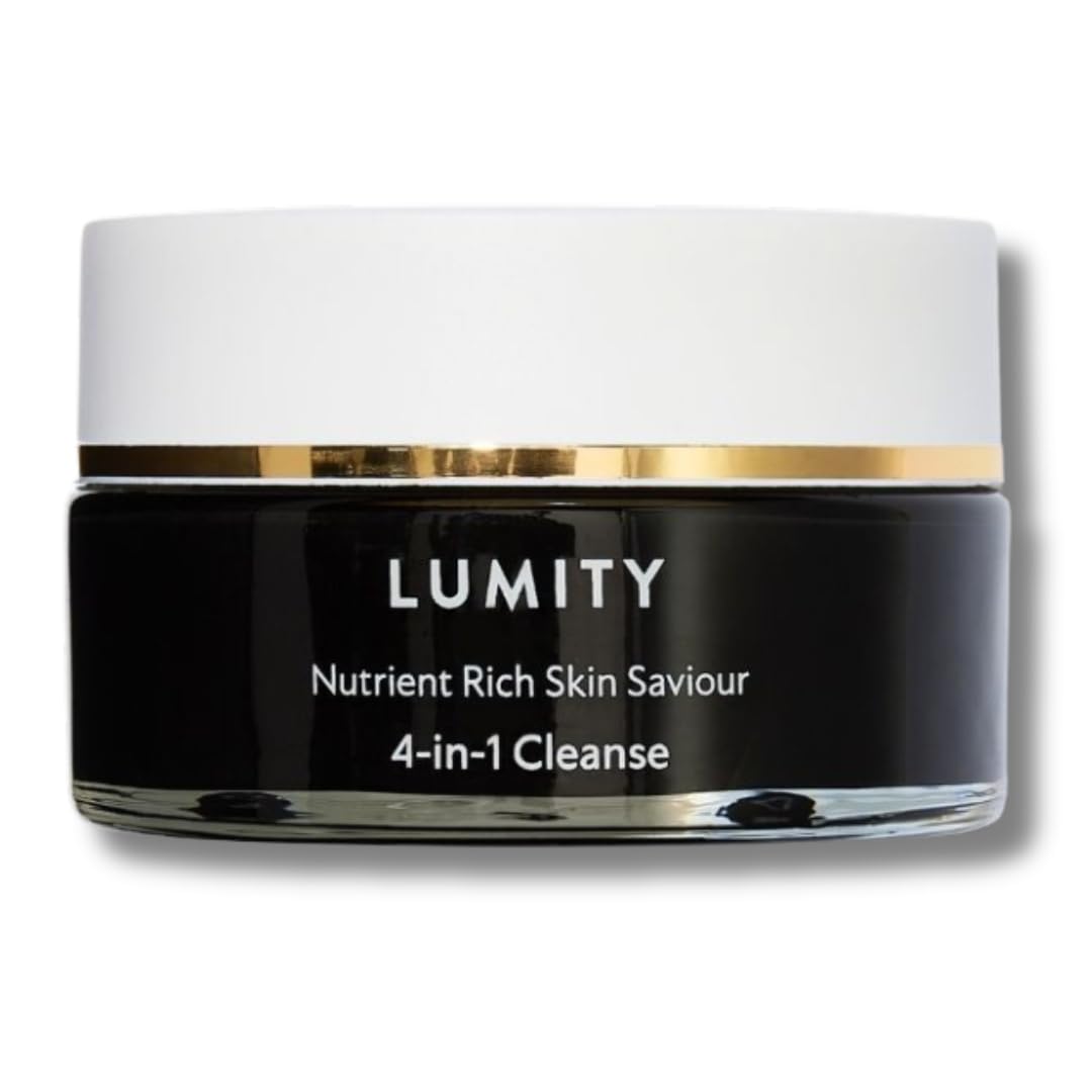 Lumity Skin Nutrients 4-in-1 Cleanse 100ml - Natural Botanical Balm with Activated Charcoal & Jojoba Beads - Gently Removes Makeup, Exfoliates, Hydrates & Brightens - Vegan & Cruelty-Free