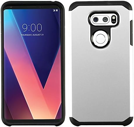 LG V30 Case, V30 Plus Case, Slim Fit Polycarbonate and Silicone TPU Hard Cover Hybrid - Silver