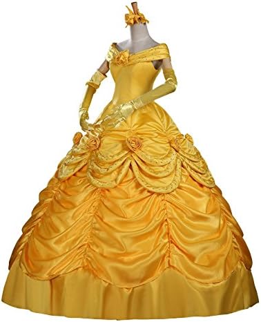 Cosrea Disney Beauty And Beast Belle Brocade Satin Adult Costume Dress (Large)