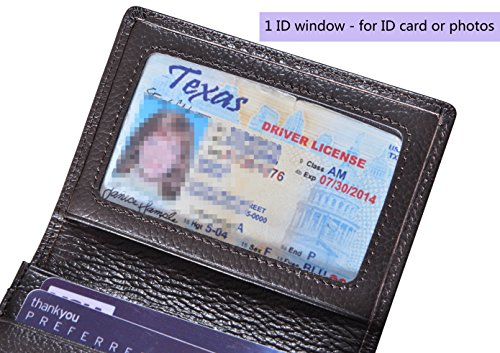 Outrip Genuine Leather Buesiness Card Holder Name Card Case Credit Card Wallet with ID Window RFID Blocking (Coffee) - Thumbnail 5