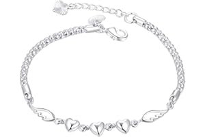 Cuteam Women Bracelets, Chain Bracelet Adjustable Fine Workmanship Reusable Luxury Love Heart Charm Bracelet Female Jewelry Women Bangle for Banquet