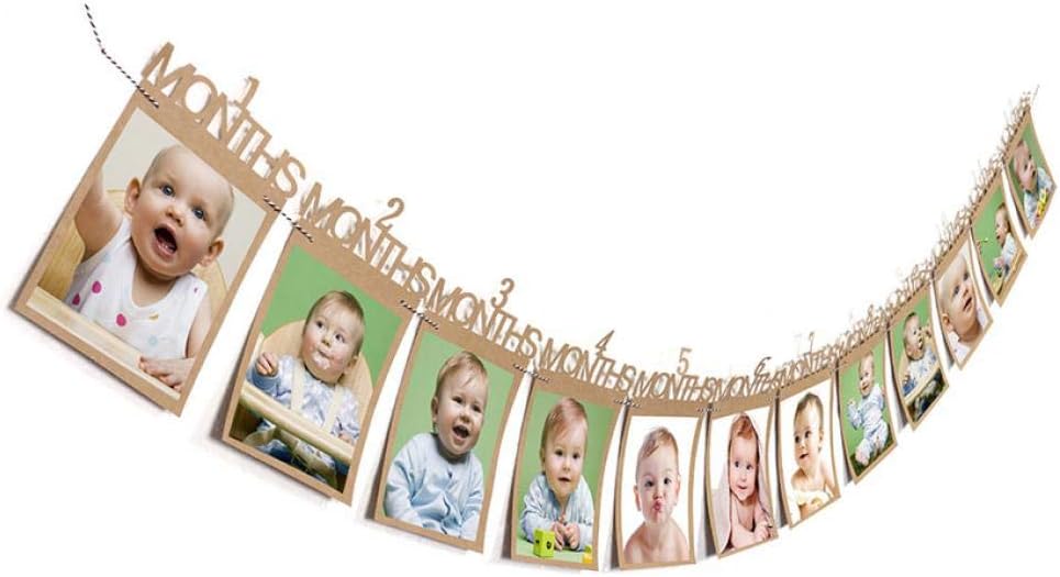 12 Months Photo Frame Banner Baby 1st Happy Birthday Decorations Baby Shower 1st Baby Boy Girl My First Year Party Supplies A-1 Numeral