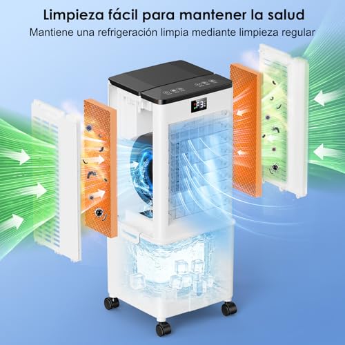 10L Portable Air Conditioner, 4 in 1 Air Cooler Fan with 4 Modes and 3 Speeds, 12H Timer, Integrated Wheels, Mobile Air Conditioner for Home (Graphite Black)
