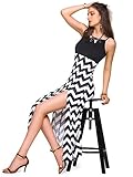 Amoretu Women's Sleeveless Backless Striped Party Dress Both Sides Split Maxi Dresses Black
