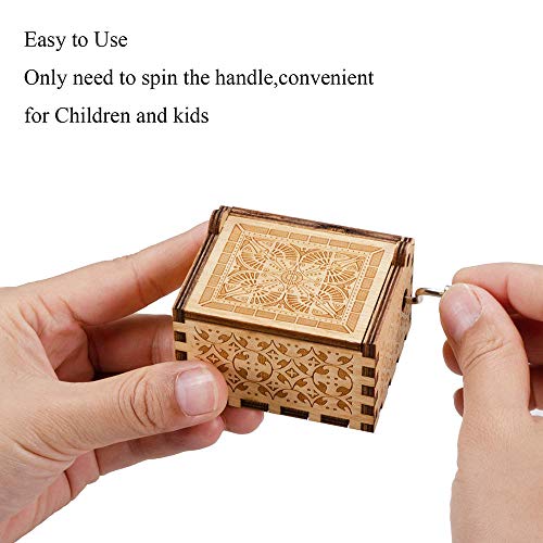 Kafete Music Box Hand Crank Engraved Musical Box-U R My Sunshine Mechanism Antique Vintage Personalizable Gift for Daughter from Mom(You are Stronger Than You Seem)