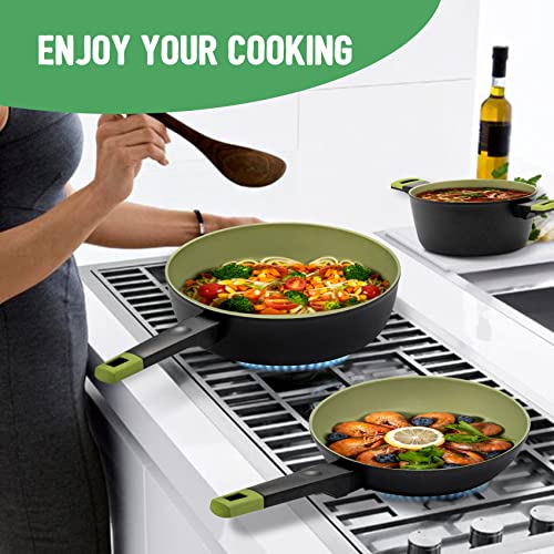 Prikoi Pots and Pans Set, Nonstick Cookware Set, Frying Pans, Sauce