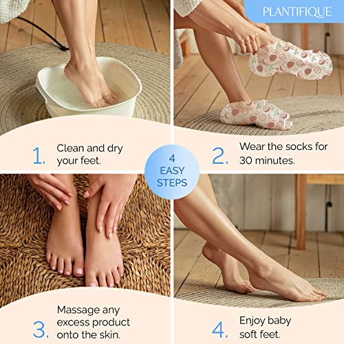Plantifique Hydrating Foot Mask Socks – 4 Pairs with Shea Butter for Soft Heels, Deep Moisturizing & Repairing Dry, Rough Skin – Korean Skincare & Foot Care Gift