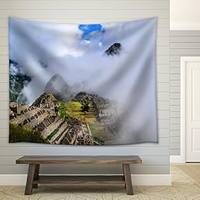 Landscape of Village from The Top View of White Cloud - Fabric Wall Tapestry Home Decor - 51x60 inches
