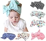 American Trends Baby Girl Big Bow Elastic Headbands Cute Turban Hairband (FBA)(I-9 Pairs-Mix Color)