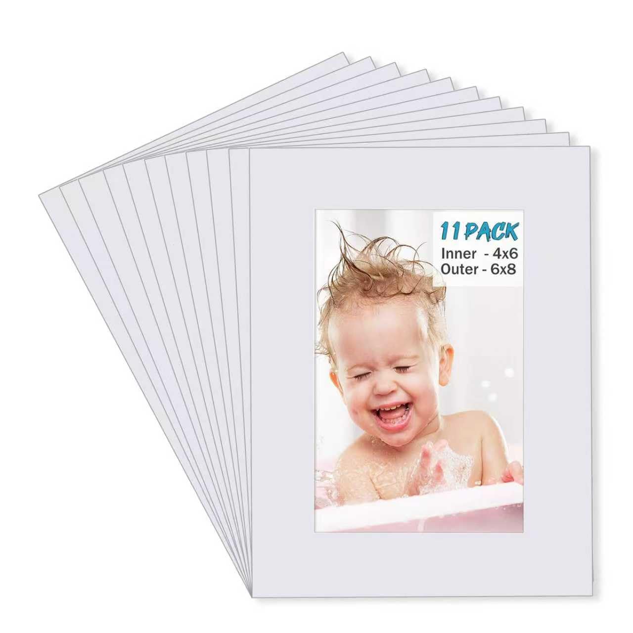 Egofine 6x8 White Picture Mats Pack of 11, Frame