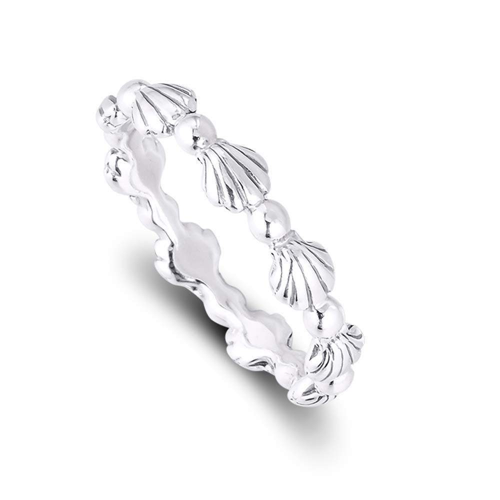 PANDOCCI 2020 Summer Beaded Seashell Band Ring for Women 925 Silver DIY Fits for Original Pandora Bracelets Charm Fashion Jewelry (56#)