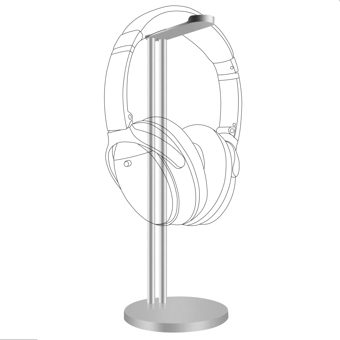 GEEKRIA Aluminum Alloy Headphones Stand for Over-Ear Headphones, Gaming Headset Holder, Desk Display Headphone Hanger with Solid Heavy Base, Compatible with Beats, Sennheiser (Matt Silver)