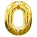 Number 0 Giant Jumbo Helium Foil Mylar Balloons, 40 Inch, Glossy Gold, Premium Quality, for Birthday Party