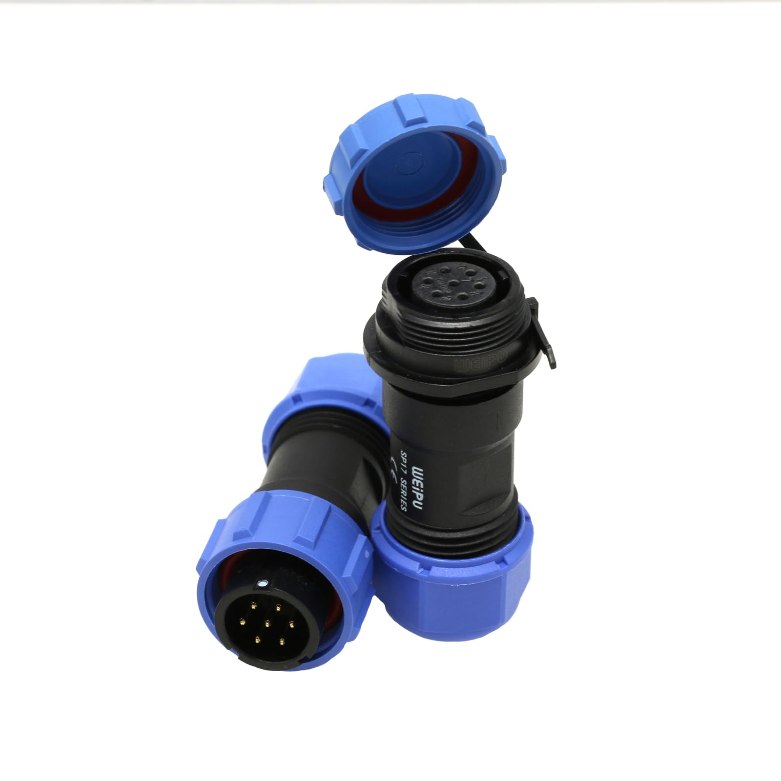 ZBLZGP Weipu SP17 IP68 Waterproof Panel Mounting Automotive Quick Release Adapter Aviation Electrical Plug (Pair) Plug (Male) & Female Socket, 7Pin 5A)