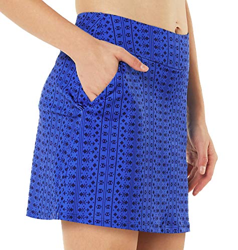 slimour Women Travel Skirt with Pockets Athletic Skirts Active Skirt with Shorts Hiking Skort Print 12 Sea Blue
