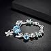 Presentski Heart of Ocean Charm Bangle Bracelet Silver Plated Valentine's Day Gift for Girls