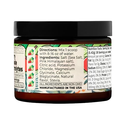 Santa Cruz Paleo Electrolyte Powder, Cherry Limeade, Sugar Free Hydration Drink Mix with Himalayan Pink Salt, Sea Salt, Magnesium Glycinate, Potassium Chloride, Sweetened with Stevia, 30 Servings