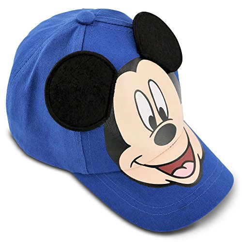 Disney Little Boys' Mickey Mouse Cotton Baseball Cap with Dimensional Ears, Blue, Black, One Size