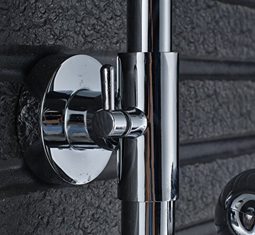 Rozin Chrome Bathroom 8" Round Rainfall Shower Faucet Set Tub Mixer Spout Tap with Hand Spray