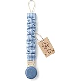 Muslin Cotton Pacifier Clips - Metal-Free, Lightweight and Secure Pacifier Holder for Babies (Ocean Bleu) - Mila &amp; Lulu