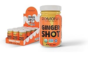 Pomona Organic Juices Ginger Shot (Pack of 12), Kosher, Non GMO, Cold-Pressed, 2 oz Glass Bottles