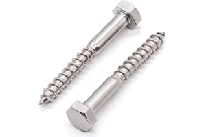 Glvaner (10 pcs) 5/16" x 4" Stainless Steel Hex Head Lag Bolts, Hexagonal Head Lag Screws, 304 Stainless Steel 18-8, Secure Hold for Wood