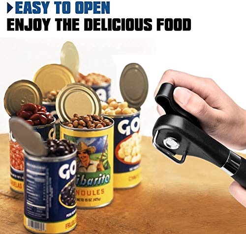 Manual Can Opener with Soft Grips Handle, Safe Cut Manual Can Opener, Food Grade Stainless Steel Can Opener for Kitchen & Restaurant
