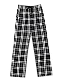 Ultra Soft Unisex Youth 100% Cotton Flannel Pants - Black/White, Medium
