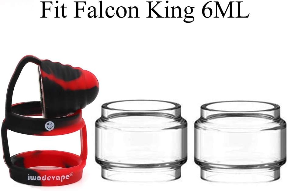 CENGLORY Rubber Bands Anti Slip Ring for Falcon King 6ml Bulb Glass with Attached Drip Tip Cover Clear Tube (Black Red)