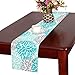 InterestPrint Dahlia Pinnata Flower Turquoise Blue Gray Table Runner Cotton Linen Cloth Placemat Home Decor for Home Kitchen Dining Wedding Party 16 x 72 Inches