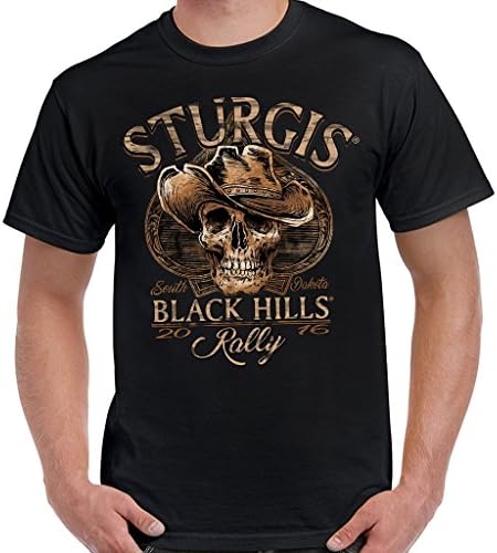 Biker Life USA 2016 Sturgis Wanted Cowboy Skull T-Shirt